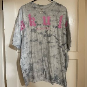 Gray Tie Dye Skull House T-shirt Size 2X NWOT